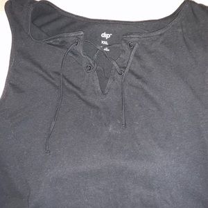 Black Lace Up Front Tank Top